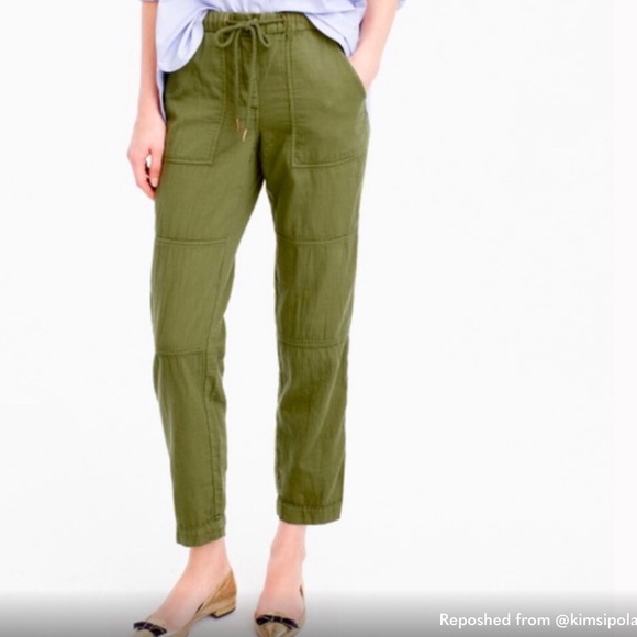 J. Crew Green Cotton Cargo Pants - Picture 1 of 6